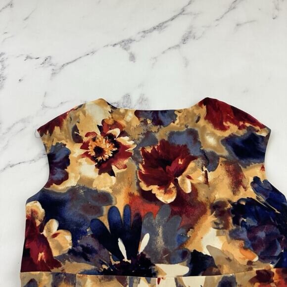 Lauren Ralph Lauren Draped Sheath Dress Size 12 Petite Yellow Blue Floral - Picture 7 of 9